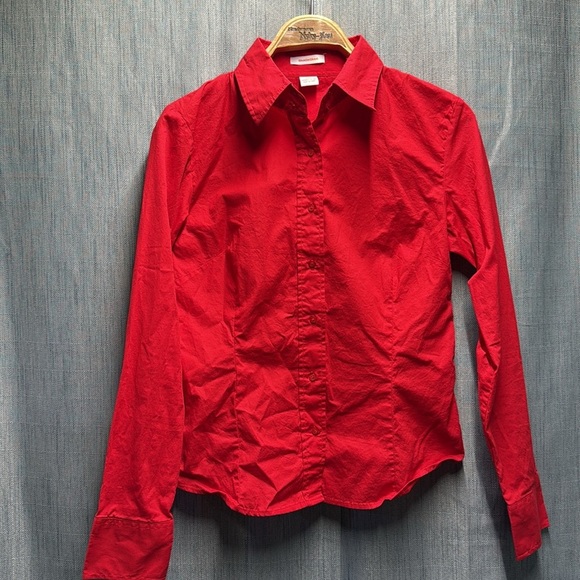 Isaac Mizrahi Vibrant Red button down Shirt size medium - Picture 2 of 9